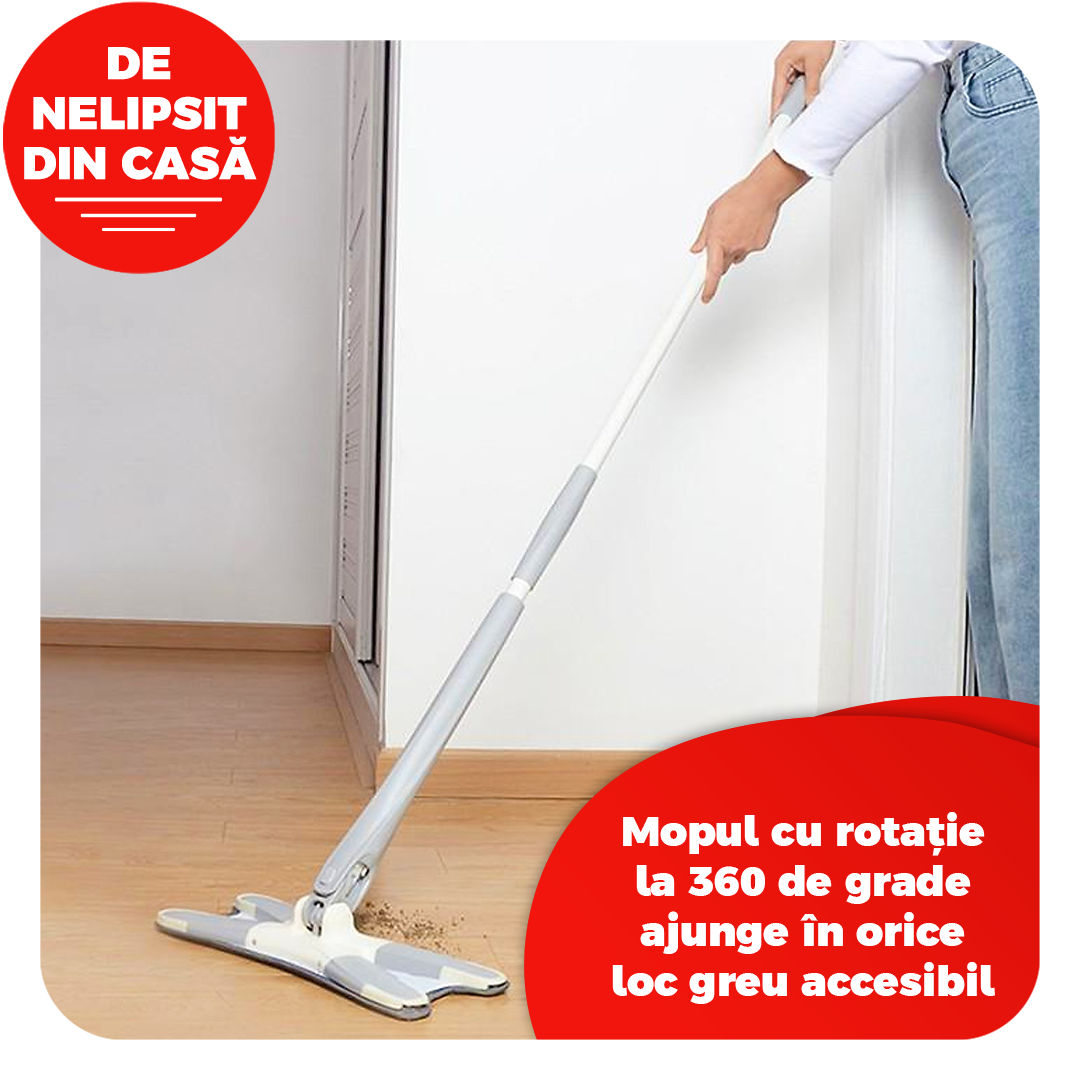 OFERTA Mop X reglabil - Speli toata casa ajutat de Mopul cu Stoarcere Automata. Podea, geamuri, pereti si mobila