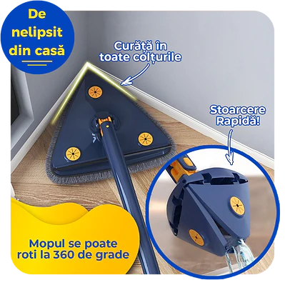 OFERTA Mop Triunghiular - Speli toata casa cu 1 Singur Mop. Podea, geamuri, pereti si mobila